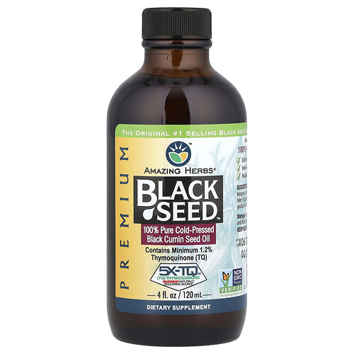 Amazing Herbs, Premium Black Seed™, 100% Pure Cold-Pressed Black Cumin Seed Oil, 100% reines kaltgepresstes Schwarzkümmelöl, 120 ml (4 fl. oz.)