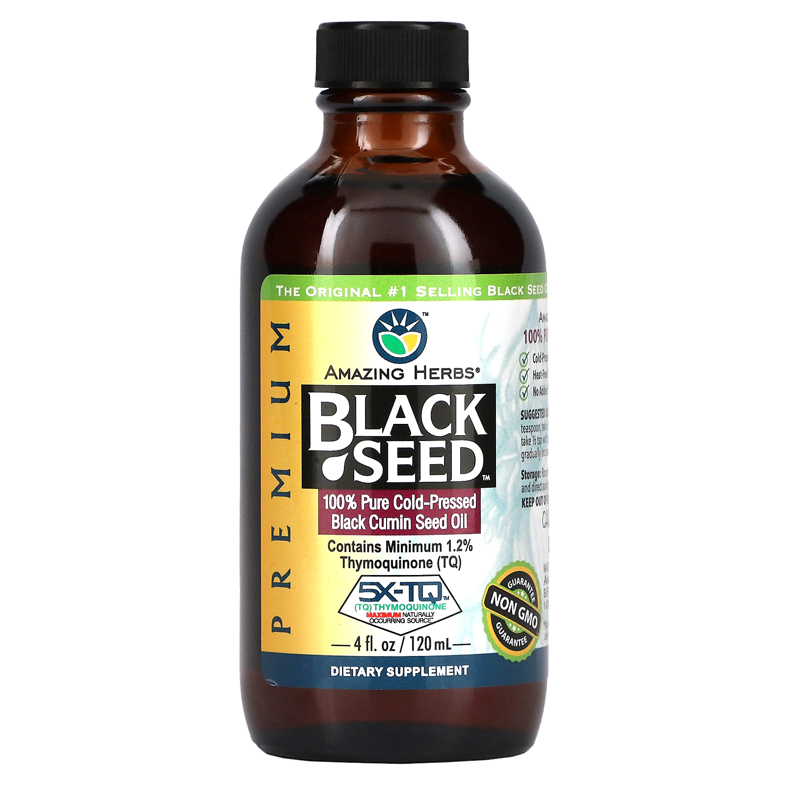 Amazing Herbs, Black Seed, 100 Pure ColdPressed Black Cumin Seed Oil