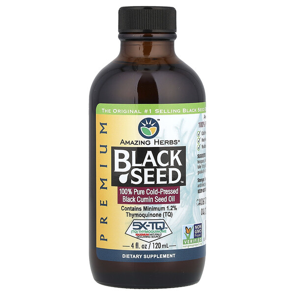 Amazing Herbs Premium Black Seed™, 100% Pure Cold-Pressed Black Cumin Seed Oil, 4 fl oz (120 ml)