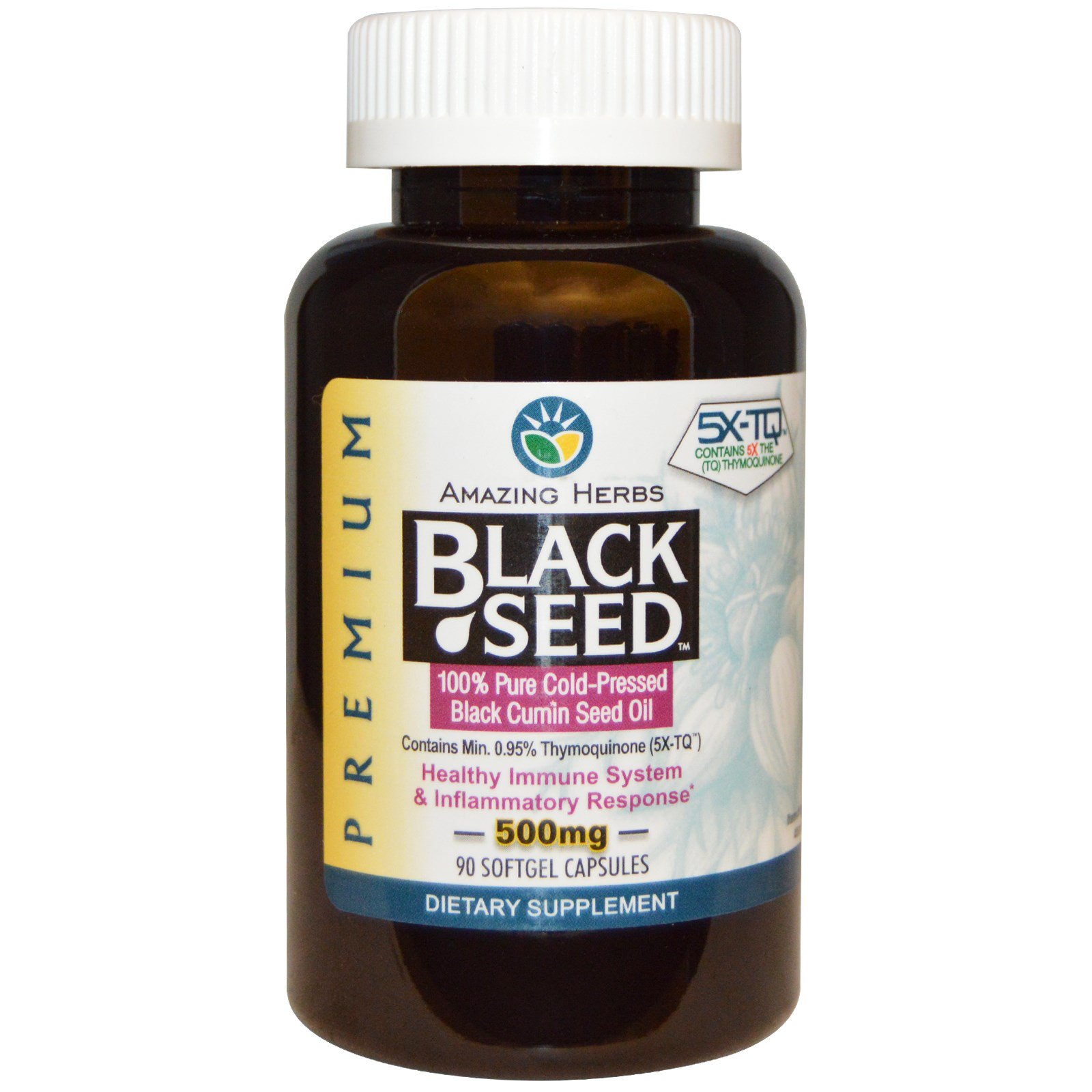Amazing Herbs, Amazing Herbs, черный тмин, 500 мг, 90 желатиновых капсул
