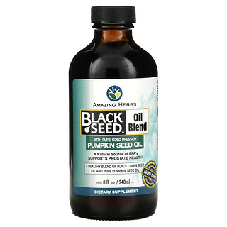 Amazing Herbs, Mistura de óleo de semente preta com óleo puro de semente de abóbora prensado a frio, 240 ml