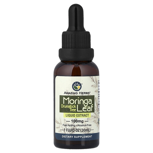 Amazing Herbs, Moringa Leaf Liquid Extract, 100 mg, 1 fl oz (30 ml)