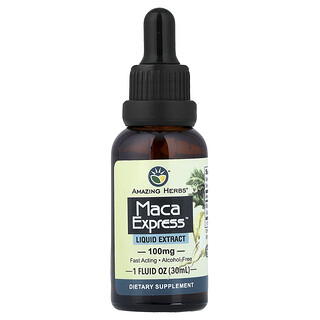 Amazing Herbs, Maca Express 液体提取物，100 毫克，1 液量盎司（30 毫升）