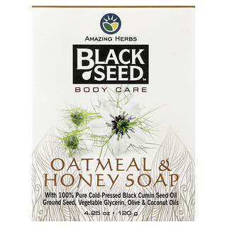 Amazing Herbs, Σαπούνι σε μπάρα Black Seed™ με βρώμη και μέλι, 120 γρ.