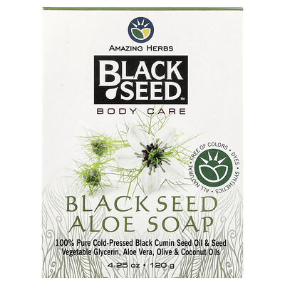 Amazing Herbs, Black Seed, Body Care, Barra de jabón con aloe, 120 g (4,25 oz)