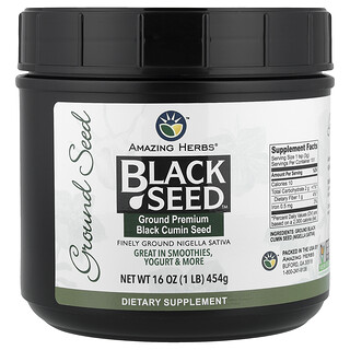 Amazing Herbs, Black Seed™, malda premium svarta spiskumminfrön, 454 g