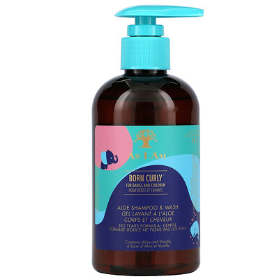 Купить As I Am Born Curly For Babies and Children, Aloe Shampoo & Wash, 8 fl oz (240 ml)