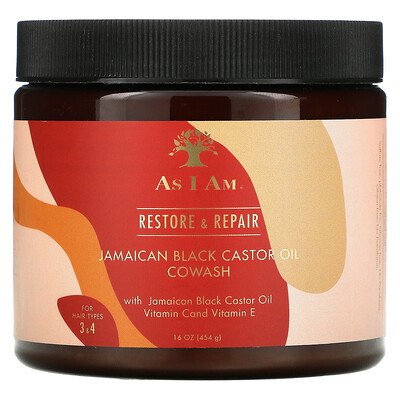 As I Am Restore & Repair, Jamaican Black Castor Oil Cowash with Jamaican Black Castor Oil, Vitamin C and Vitamin E, 16 fl oz (454 g)