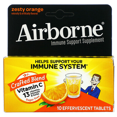 AirBorne, Immune Support Supplement, Zesty Orange, 10 Effervescent Tablets