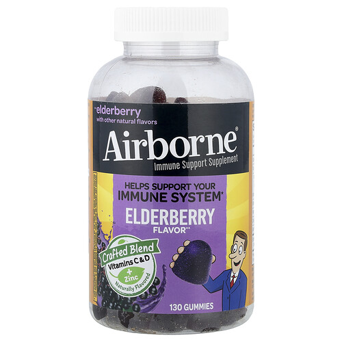 Airborne Immune Support Supplement, Elderberry, 130 Gummies