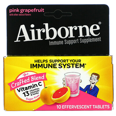 AirBorne Immune Support Supplement Pink Grapefruit 10 Effervescent Tablets