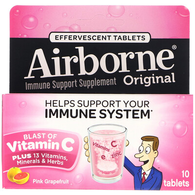 AirBorne Шипучие таблетки, со вкусом розового грейпфрута, 10 таблеток