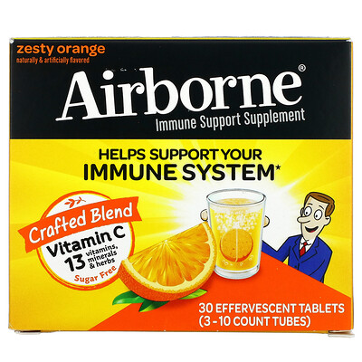 AirBorne добавка для поддержки иммунной системы со вкусом апельсина 3 пробирки по 10 шипучих таблеток