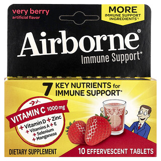 AirBorne, Suplemen Pendukung Kekebalan Tubuh, Sangat Beri, 10 Tablet Effervescent