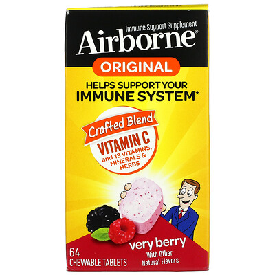 AirBorne, Original, Immune Support Supplement, Very Berry, 64 Chewable Tablets