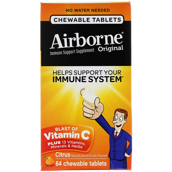 AirBorne, Vitamin C-Schub, Zitrus, 64 Kautabletten