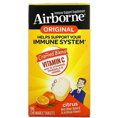 AirBorne Оригинальная добавка для поддержки иммунитета цитрус 96 жевательных таблеток