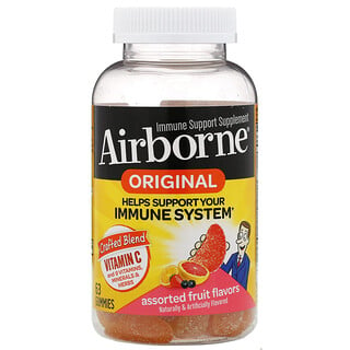 AirBorne, Original, добавка для укрепления иммунитета, фруктовое ассорти, 63 жевательные таблетки