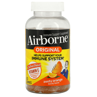 AirBorne Original Immune Support Supplement, Zesty Orange, 63 Gummies