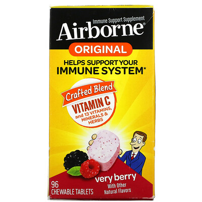AirBorne Оригинальная добавка для поддержки иммунитета, ягоды, 96 жевательных таблеток