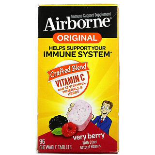 AirBorne, مكمل غذائي أصلي لدعم المناعة، بنكهة التوت، 96 قرصًا قابلًا للمضغ