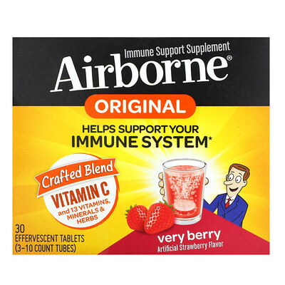 AirBorne Добавка для поддержки иммунитета ягоды 3 тюбика 10 шипучих таблеток в каждой