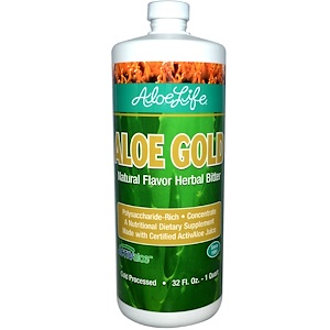Aloe Life International, Inc, Aloe Gold, травяная настойка с натуральным ароматизатором, 32 жидких унции (1 кварта)