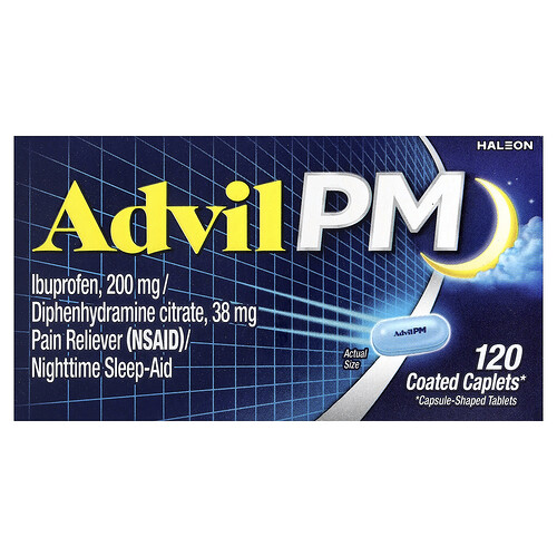 Advil, PM, Ibuprofen, 200 mg , 120 Coated Caplets