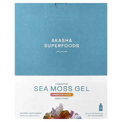 Product Image for Akasha Superfoods, Liposomal Sea Moss Gel, Sweet Citrus, 30 Packets, 0.5 fl oz (15 ml) Each