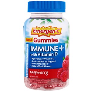 Emergen-C, Immune Plus с витамином D, жевательные конфеты, клубника, 45 жевательных конфет