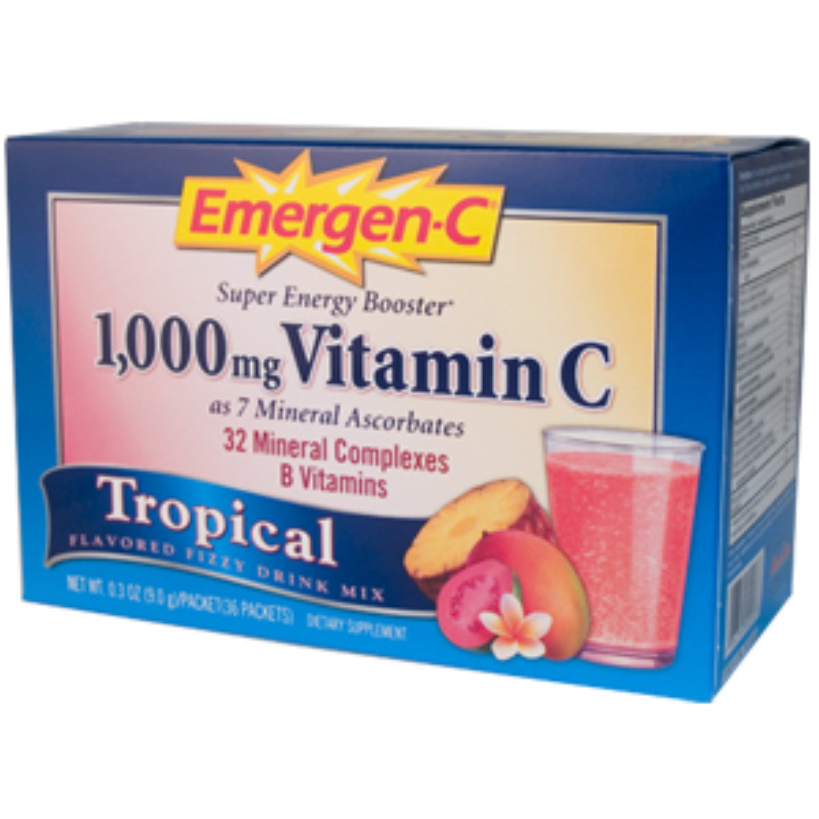 Emergen C Emergen C Vitamin C Tropical Flavor 1000 Mg 0 3 Oz 9 G 36 Packets Iherb