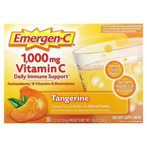 Emergen-c Vitamin C, Tangerine, 1,000 mg, 30 Packets, 0.33 oz (9.4 g) Each