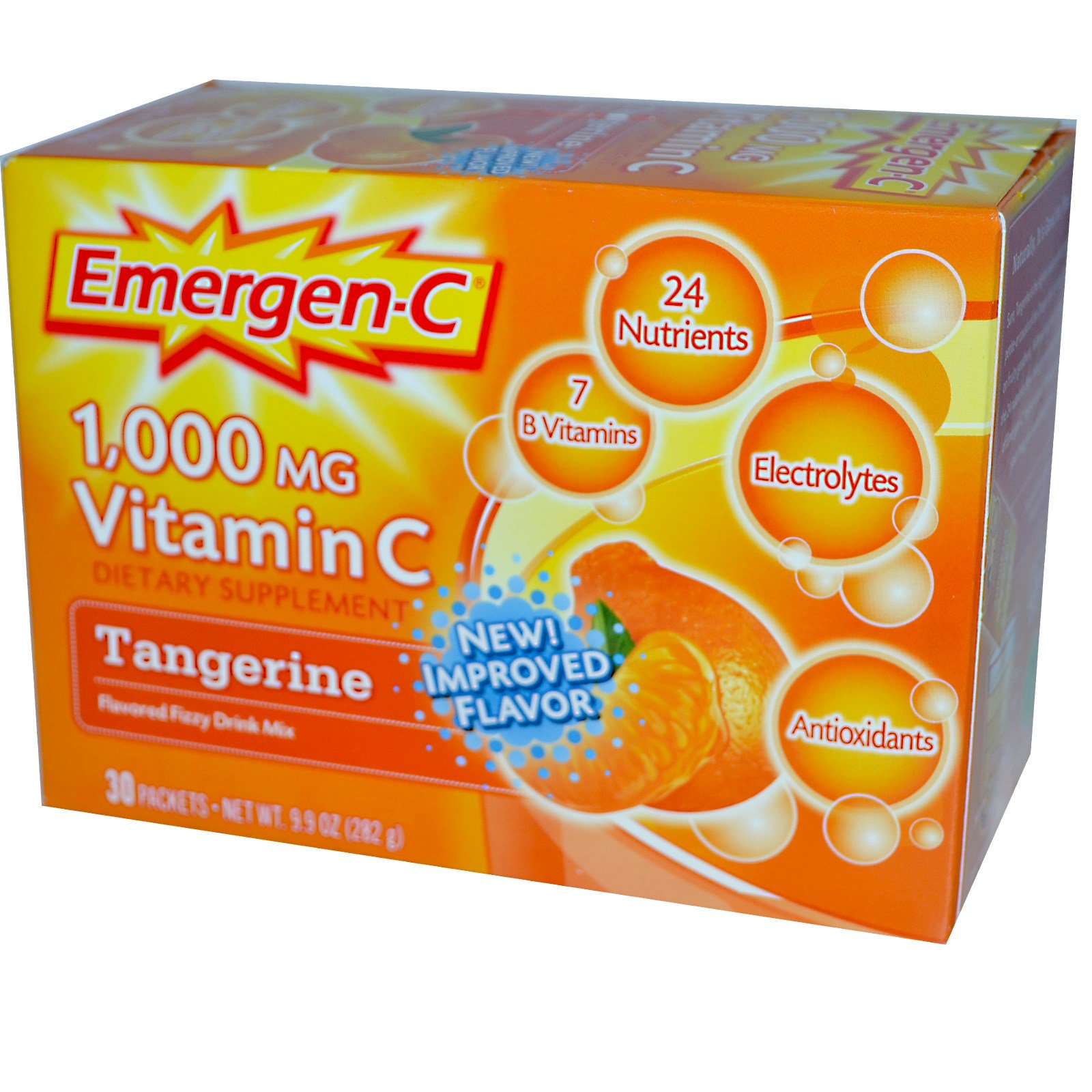 Emergen C Vitamin C Flavored Fizzy Drink Mix Tangerine 1 000 Mg 30 Packets 9 4 G Each Iherb