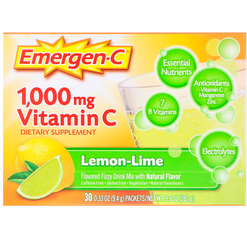 EmergenC, Vitamin C, Flavored Fizzy Drink Mix, LemonLime, 1,000 mg
