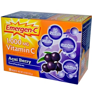 Emergen-C, 1000 мг, Витамин C, Ягоды асаи, 30 пакетиков по 8.4 г каждый