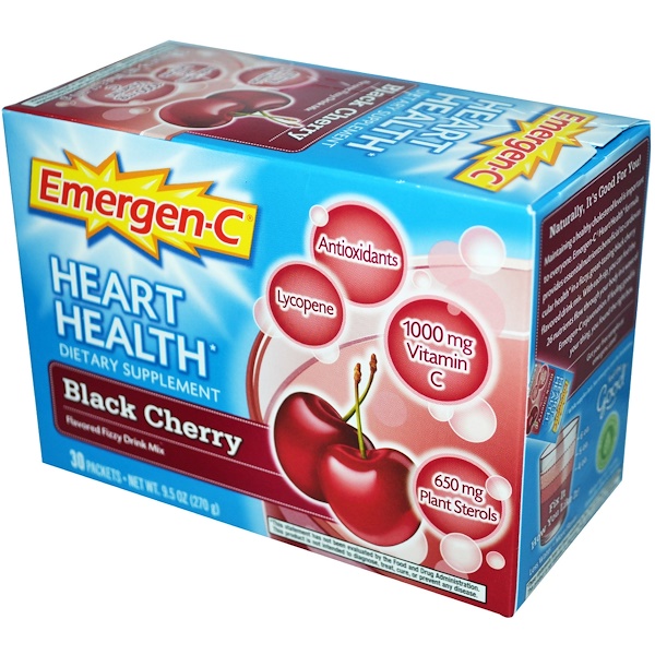 EmergenC, EmergenC, Heart Health, Black Cherry, Flavored Fizzy Drink