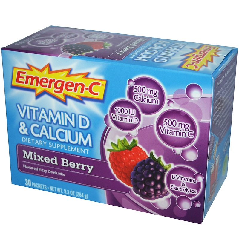 Emergen-C, Emergen-C, Vitamin D &amp; Calcium, Mixed Berry, Flavored Fizzy ...