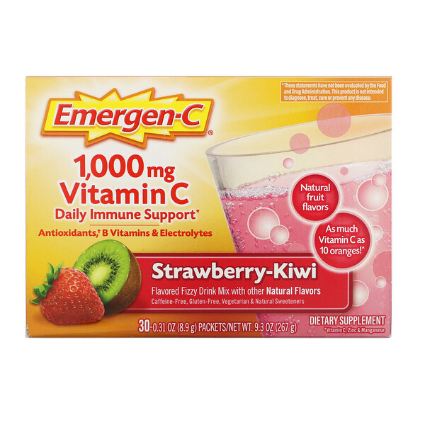 EmergenC, Vitamin C, StrawberryKiwi, 1,000 mg, 30 Packets, 0.31 oz (8
