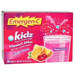 Emergen-C, для детей, фруктовый пунш, 30 пакетиков, 9,7 унций (2,6 гр) 