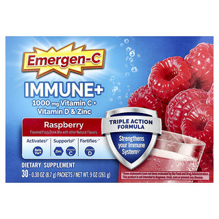 Emergen-C, Immune+ Վիտամին C + Վիտամին D և ցինկ, ազնամորի, 30 փաթեթ, 8,8 գ