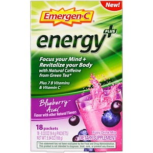 Emergen-C, Energy Focus, Blueberry Acai, 18 Packets, 0.33 oz (9.4 g) Each