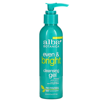 

Alba Botanica, Even & Bright, Cleansing Gel with Swiss Alpine Complex, 6 fl oz (177 ml)