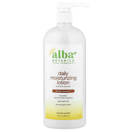 Alba Botanica Daily Moisturizing Lotion, Normal to Dry Skin, Coconut, 32 fl oz (946 ml)