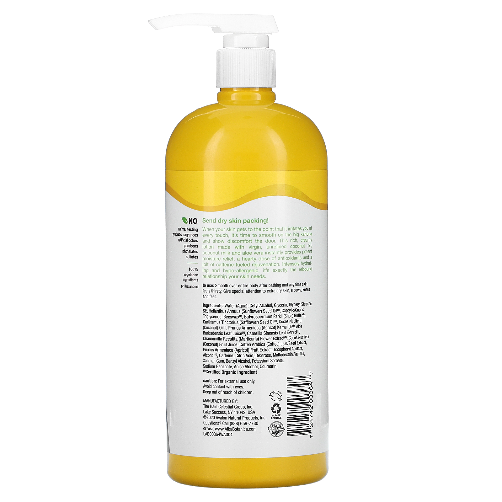 Alba Botanica, Very Emollient, Body Lotion, Coconut Rescue, 32 oz (907 g)