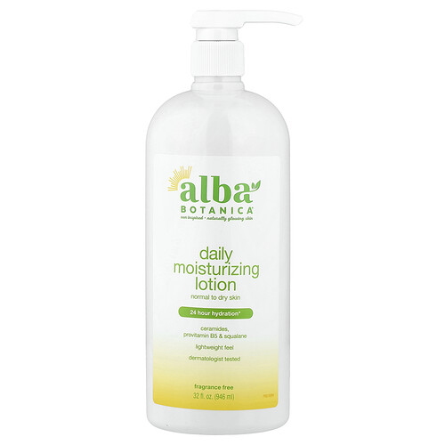 Alba Botanica, Daily Moisturizing Lotion, Normal to Dry Skin, Fragrance Free, 32 fl oz (946 ml)