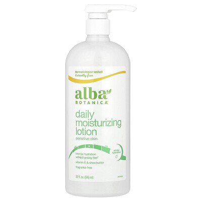 Alba Botanica, Loción humectante de uso diario, Piel sensible, Sin fragancia, 946 ml (32 oz. líq.)