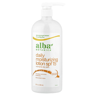 Alba Botanica, Loción corporal muy emoliente, Tono diario, FPS 15, 946 ml (32 oz. líq.)