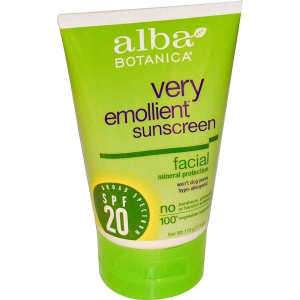 Alba Botanica, Very Emollient Sunscreen, Facial Mineral Protection, SPF ...