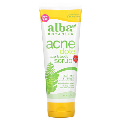 Alba Botanica Acne Dote, скраб для лица и тела, не содержит масла, 227г (8унций)
