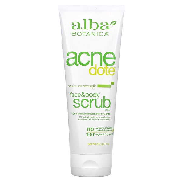 Alba Botanica, Acne Dote, Exfoliante facial y corporal, Sin aceite, 227 g (8 oz)